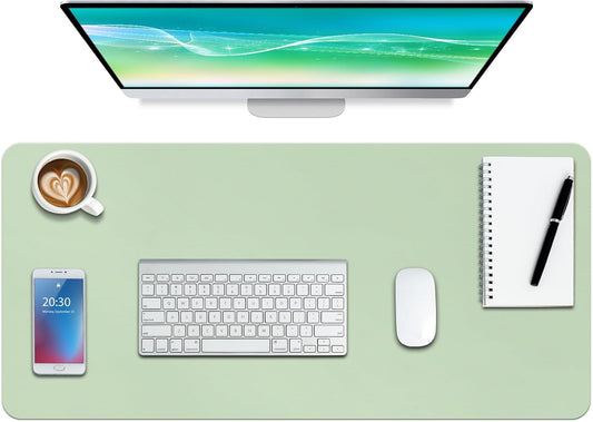 Leather Desk Pad Protector,Non-Slip Mouse Pad,Laptop Desk Pad,Office Mouse Mat,Waterproof Leather Desk Blotter,Desk Writing Pad for Office and Home (M-Green,30"X14")
